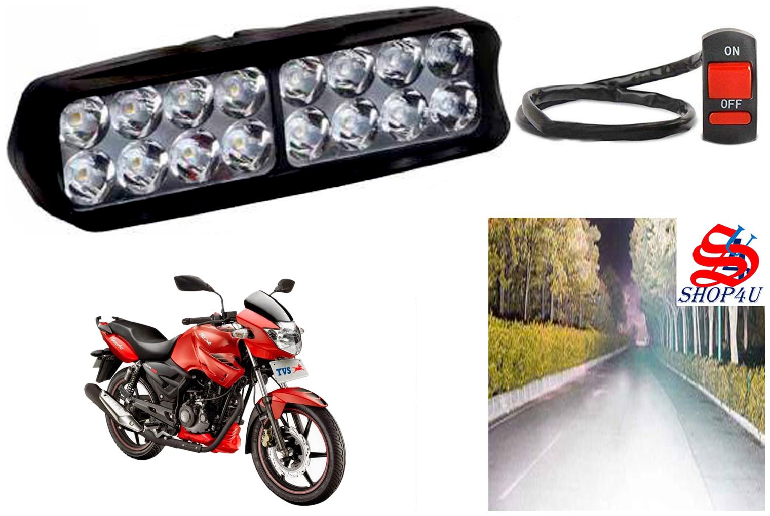 

SHOP4U Waterproof 16 LED Fog Light Head Lamp for TVS Apache RTR 160 (Set of 1 Free On Off Switch)
