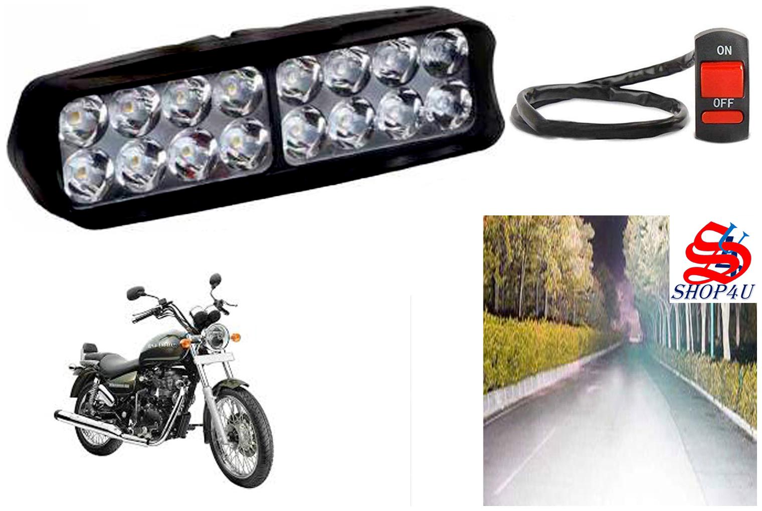 

SHOP4U Waterproof 16 LED Fog Light Head Lamp for Royal Enfield Thunderbidr 500 (Set of 1 Free On Off Switch)
