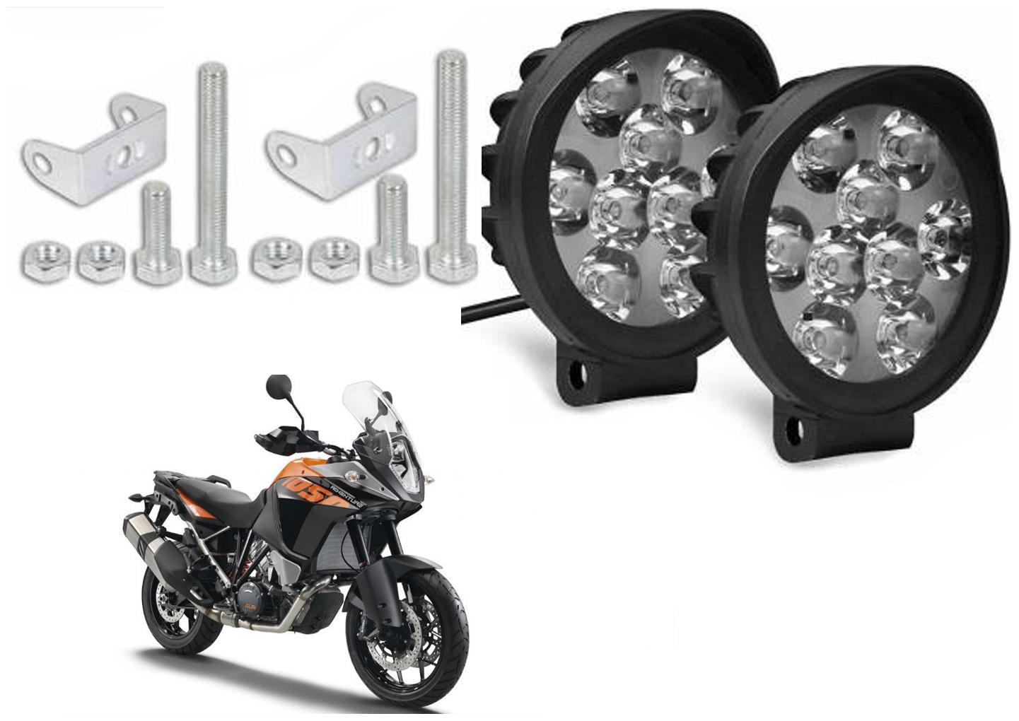 

SHOP4U Waterproof 9 Round Cap LED Fog Light Head Lamp for KTM Adventure 1050 (Set of 2 Free On Off Switch)