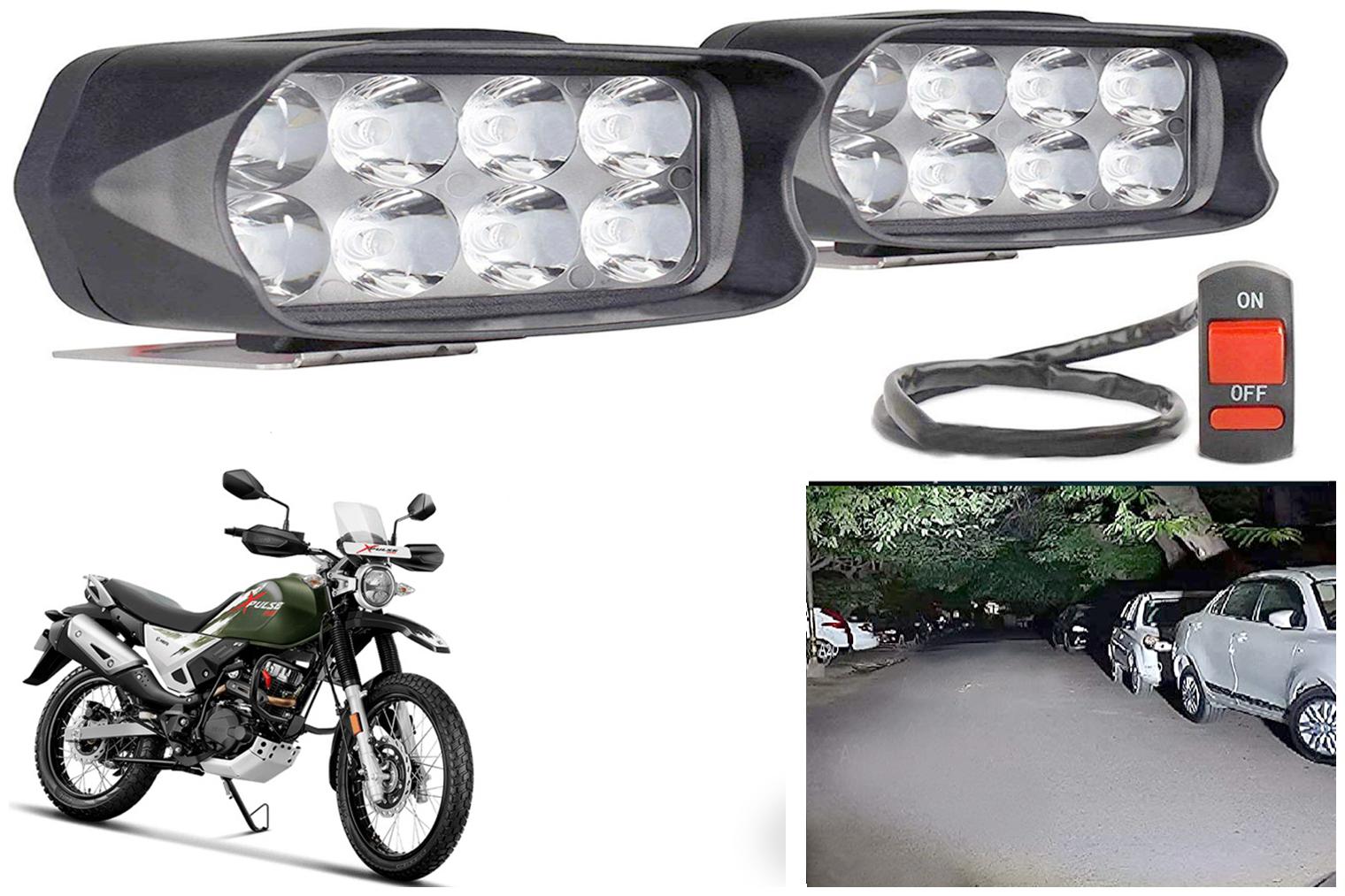 

SHOP4U Waterproof 8 LED Fog Light Head Lamp for Hero XPulse 200 (Set of 2 Free On Off Switch)