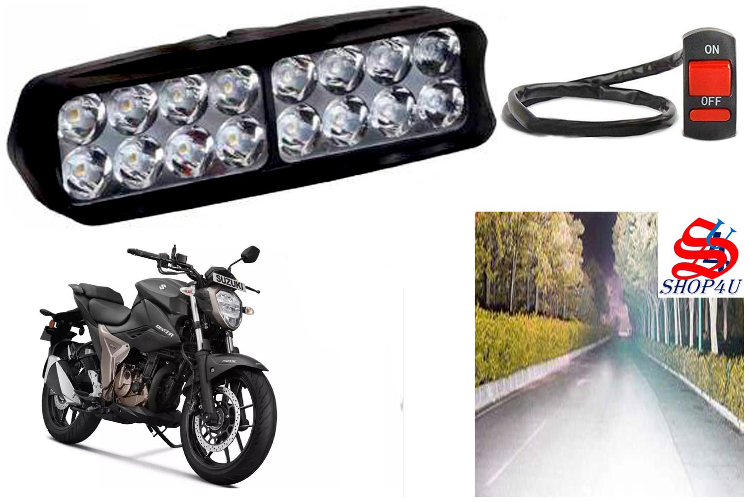 

SHOP4U Waterproof 16 LED Fog Light Head Lamp for Suzuki Gixxer 250 BS6 (Set of 1 Free On Off Switch)