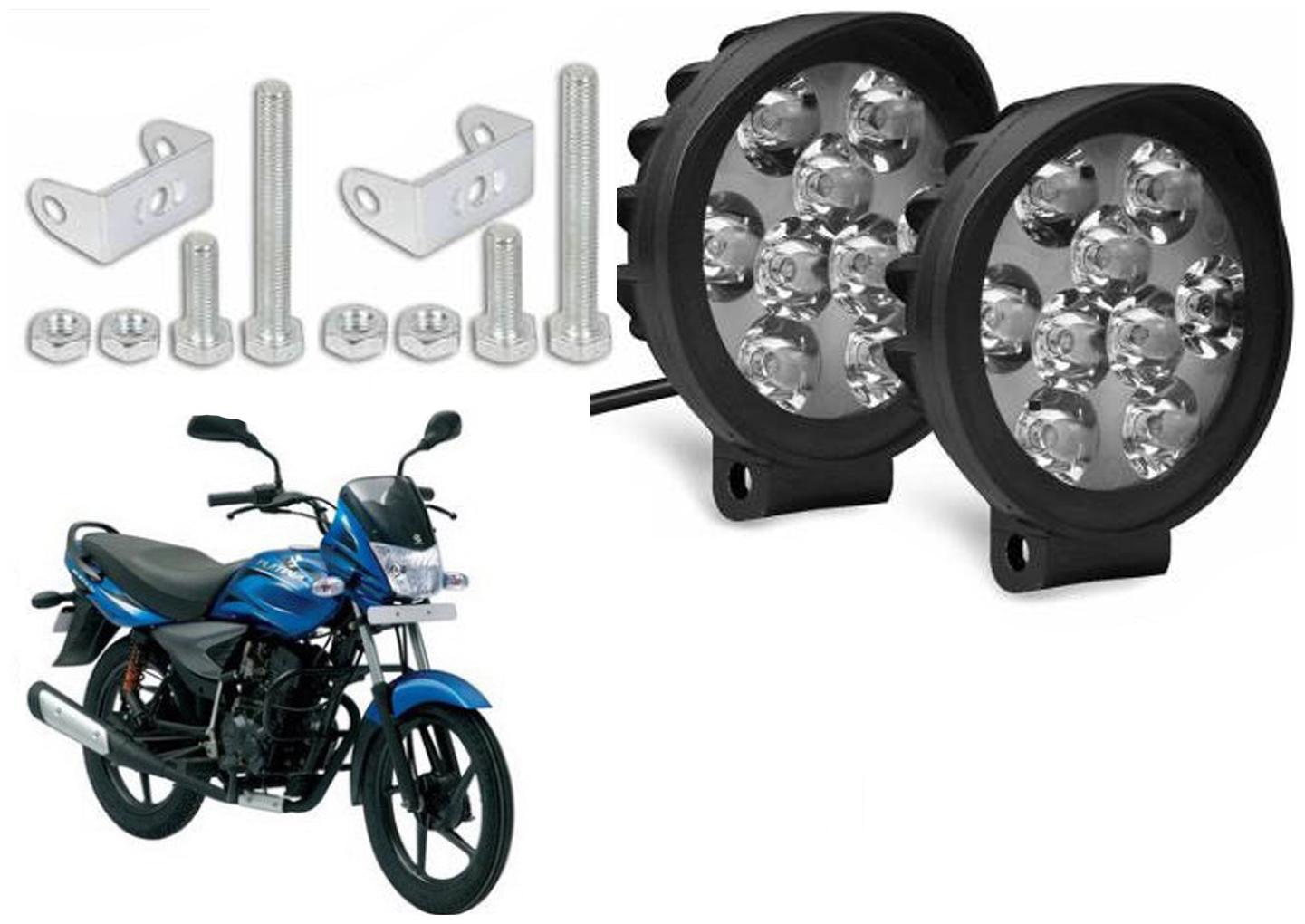 

SHOP4U Waterproof 9 Round Cap LED Fog Light Head Lamp for Bajaj Platina 125 (Set of 2 Free On Off Switch)
