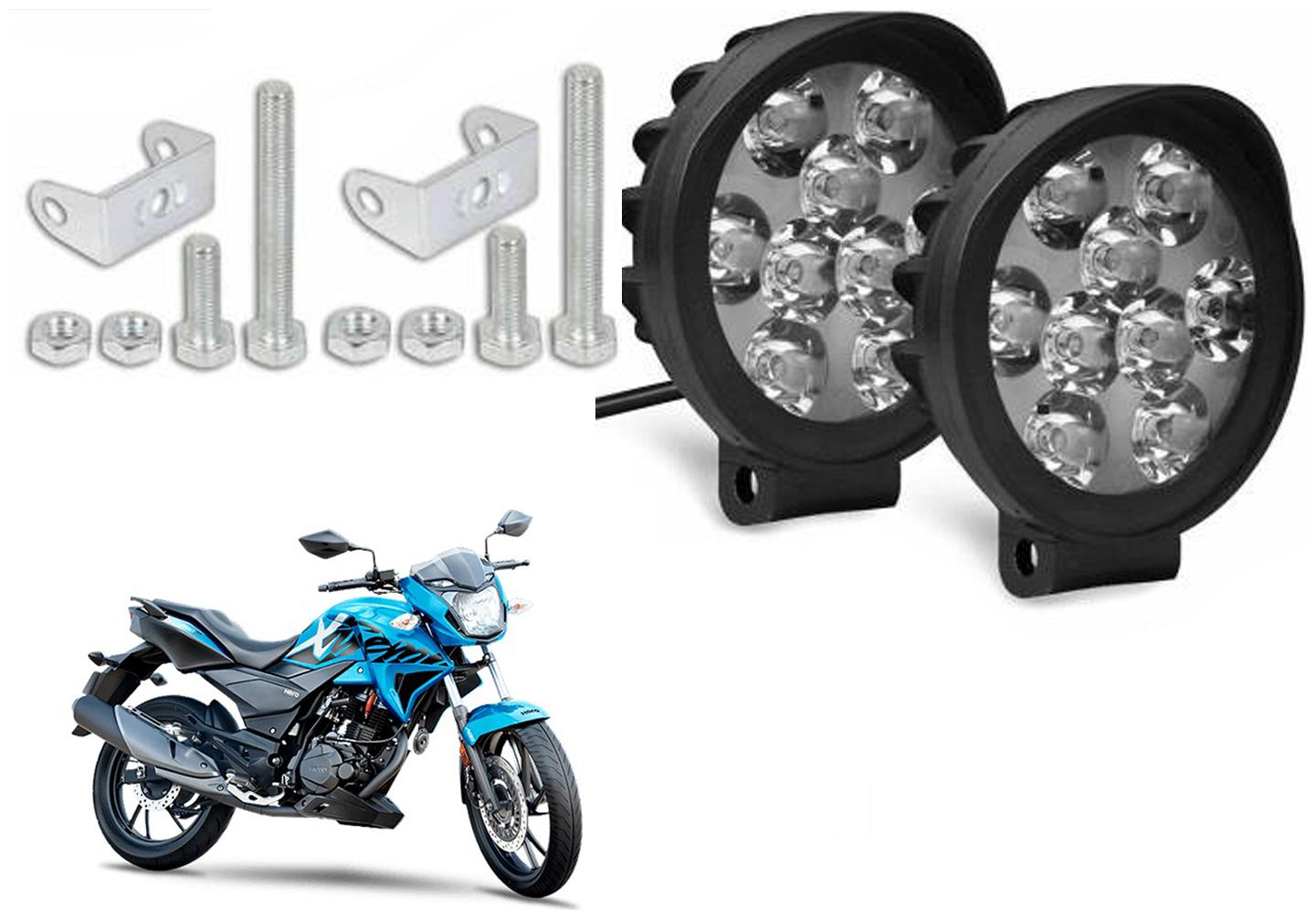 

SHOP4U Waterproof 9 Round Cap LED Fog Light Head Lamp for Hero Xtreme 200R (Set of 2 Free On Off Switch)