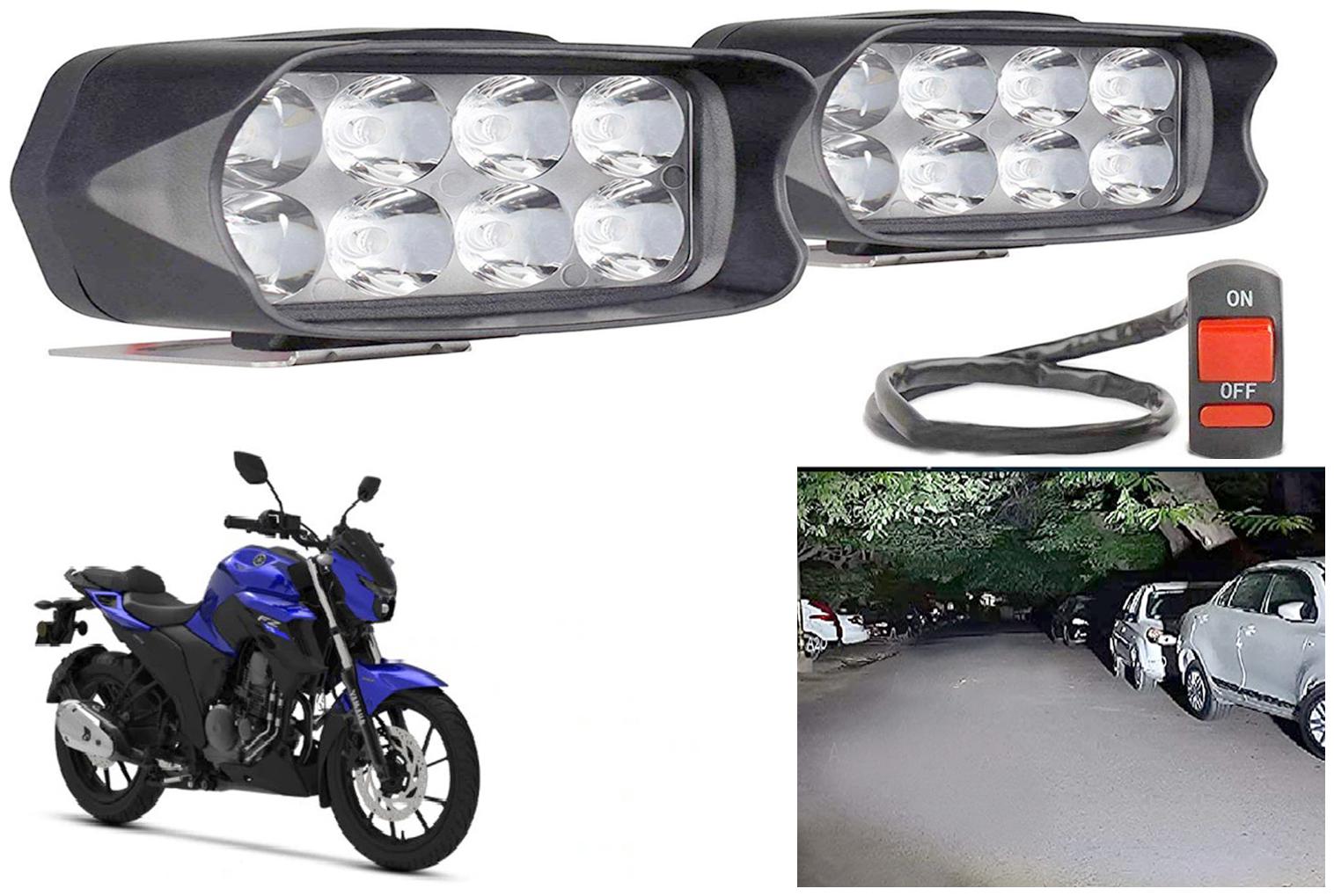 

SHOP4U Waterproof 8 LED Fog Light Head Lamp for Yamaha FZS 25 (Set of 2 Free On Off Switch)