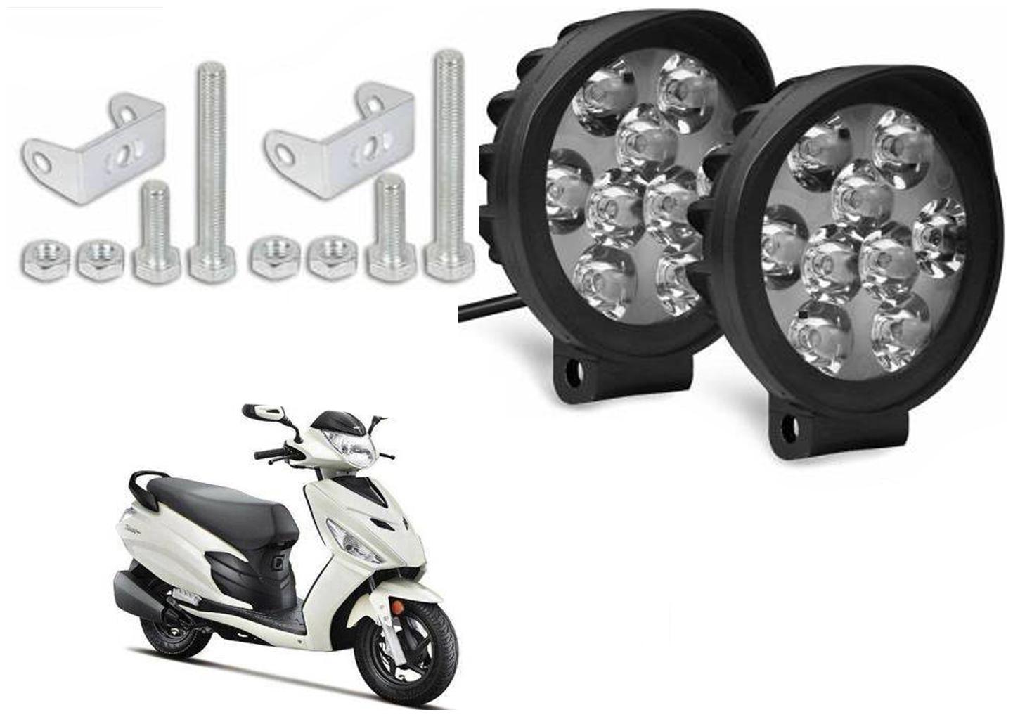 

SHOP4U Waterproof 9 Round Cap LED Fog Light Head Lamp for Hero Dash (Set of 2 Free On Off Switch)