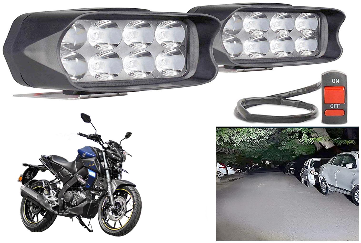 

SHOP4U Waterproof 8 LED Fog Light Head Lamp for Yamaha MT-15 (Set of 2 Free On Off Switch)