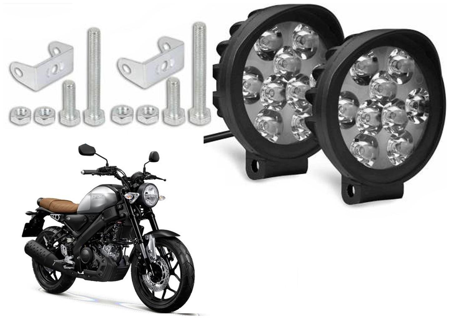 

SHOP4U Waterproof 9 Round Cap LED Fog Light Head Lamp for Yamaha XSR155 (Set of 2 Free On Off Switch)