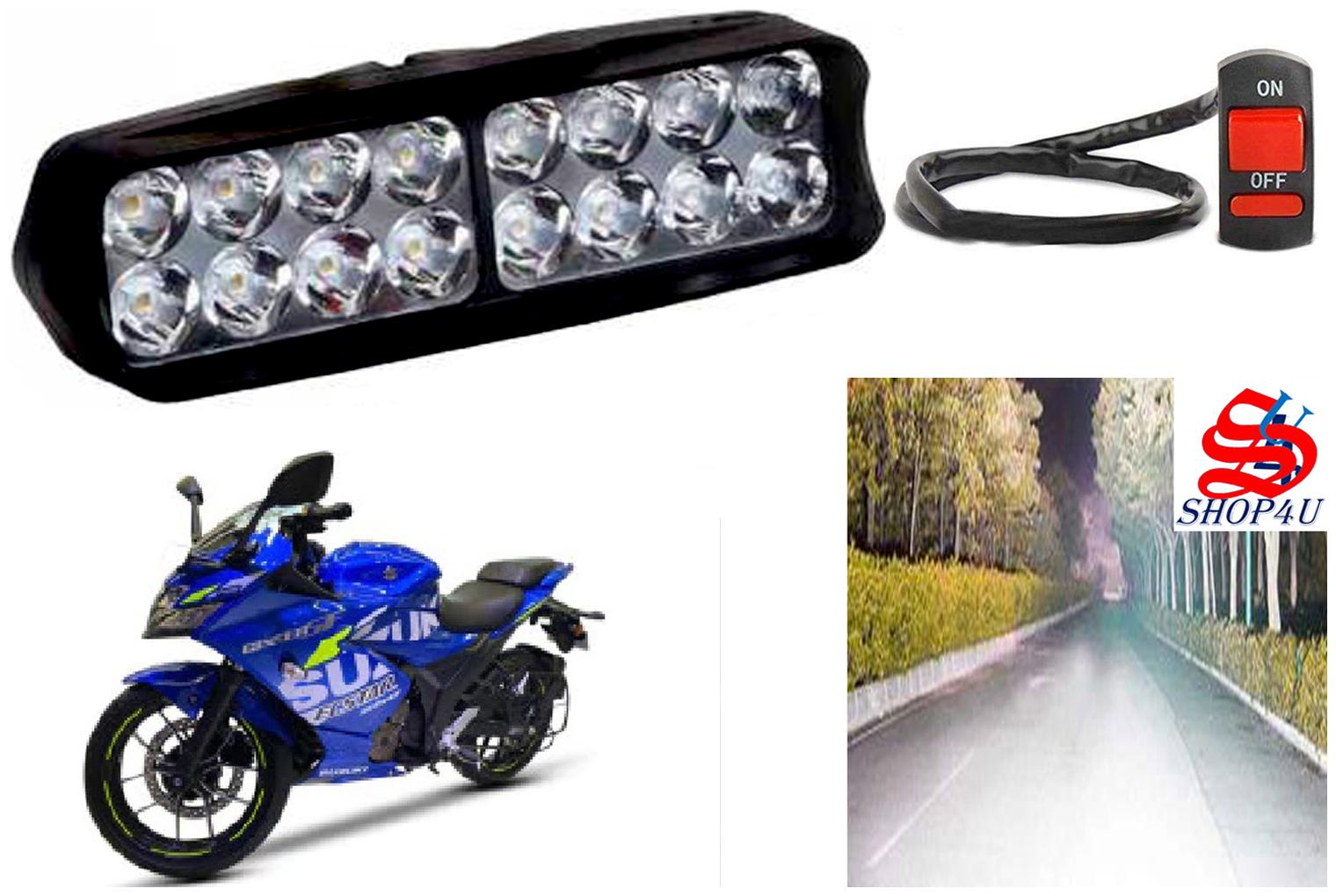 

SHOP4U Waterproof 16 LED Fog Light Head Lamp for Suzuki Gixxer SF 250 BS6 (Set of 1 Free On Off Switch)