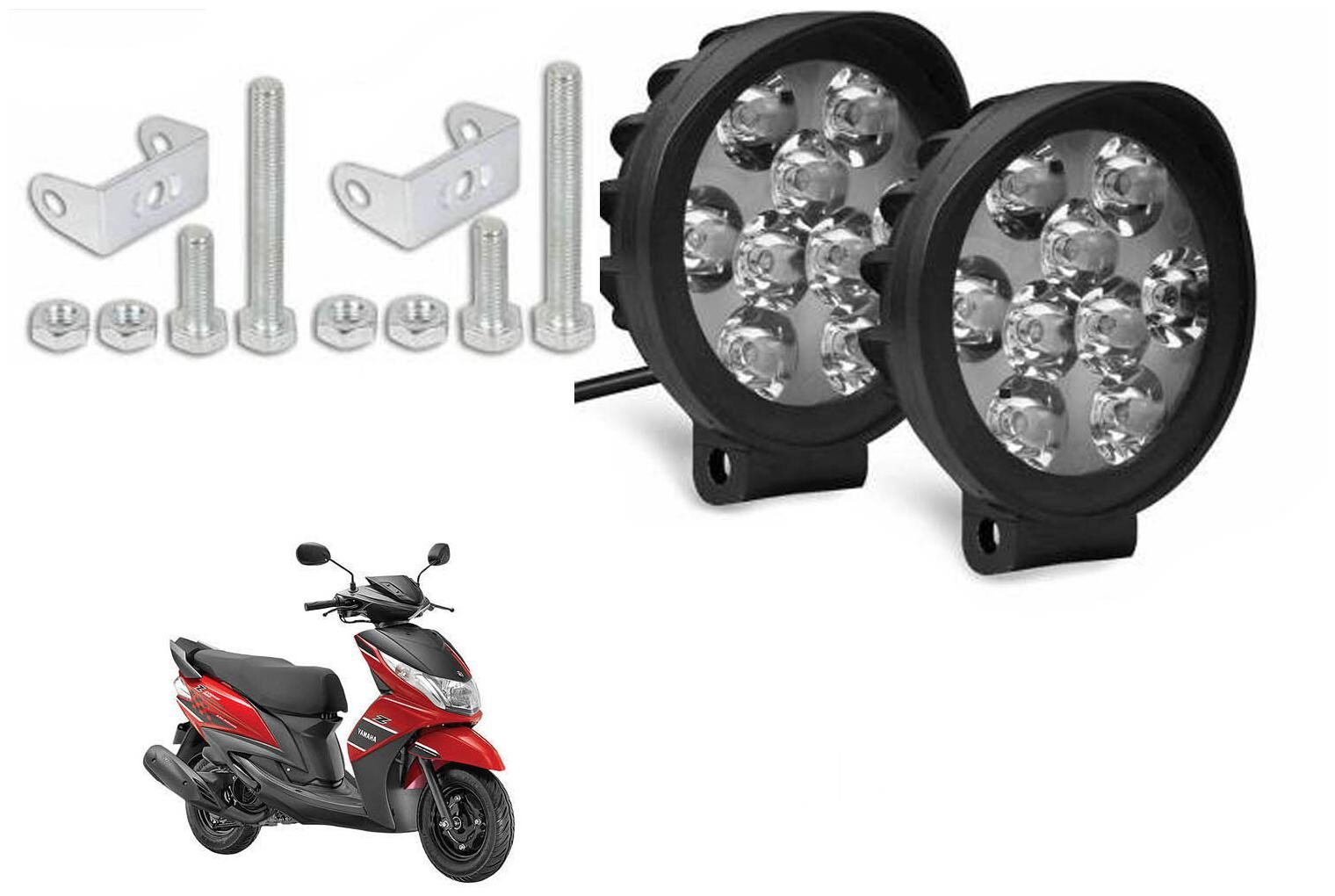 

SHOP4U Waterproof 9 Round Cap LED Fog Light Head Lamp for Yamaha Ray Z (Set of 2 Free On Off Switch)