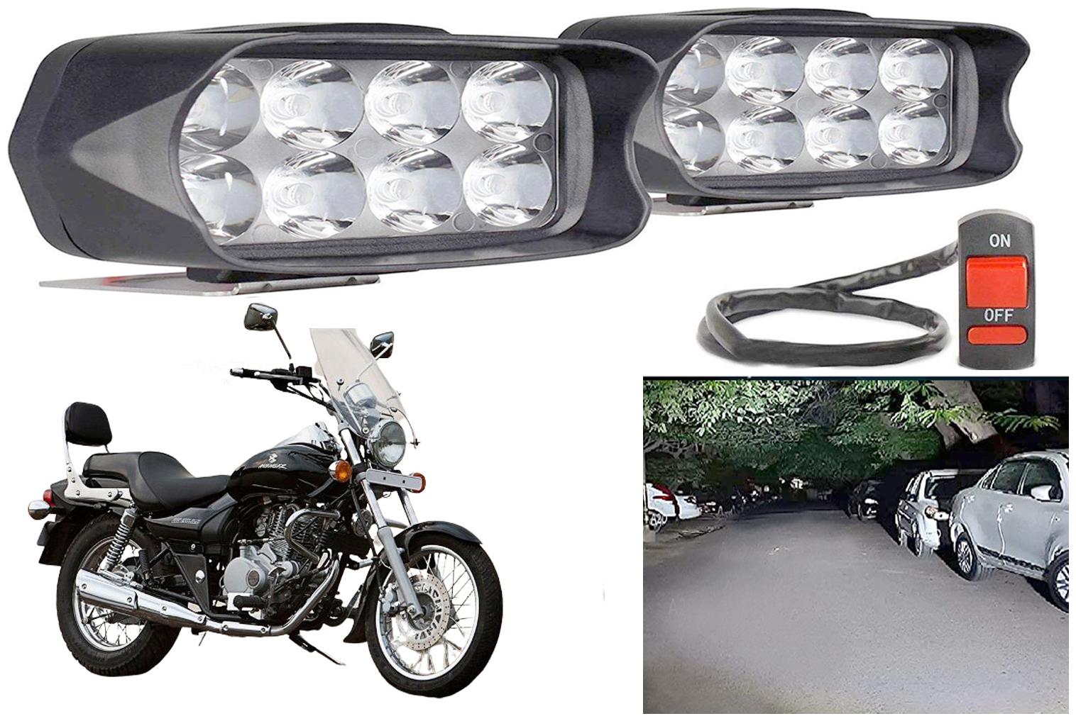 

SHOP4U Waterproof 8 LED Fog Light Head Lamp for Bajaj Avenger 200 (Set of 2 Free On Off Switch)