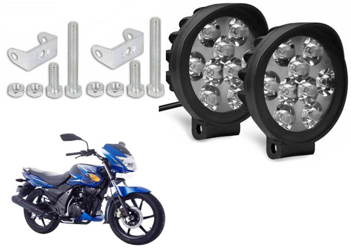 

SHOP4U Waterproof 9 Round Cap LED Fog Light Head Lamp for TVS Flame (Set of 2 Free On Off Switch)