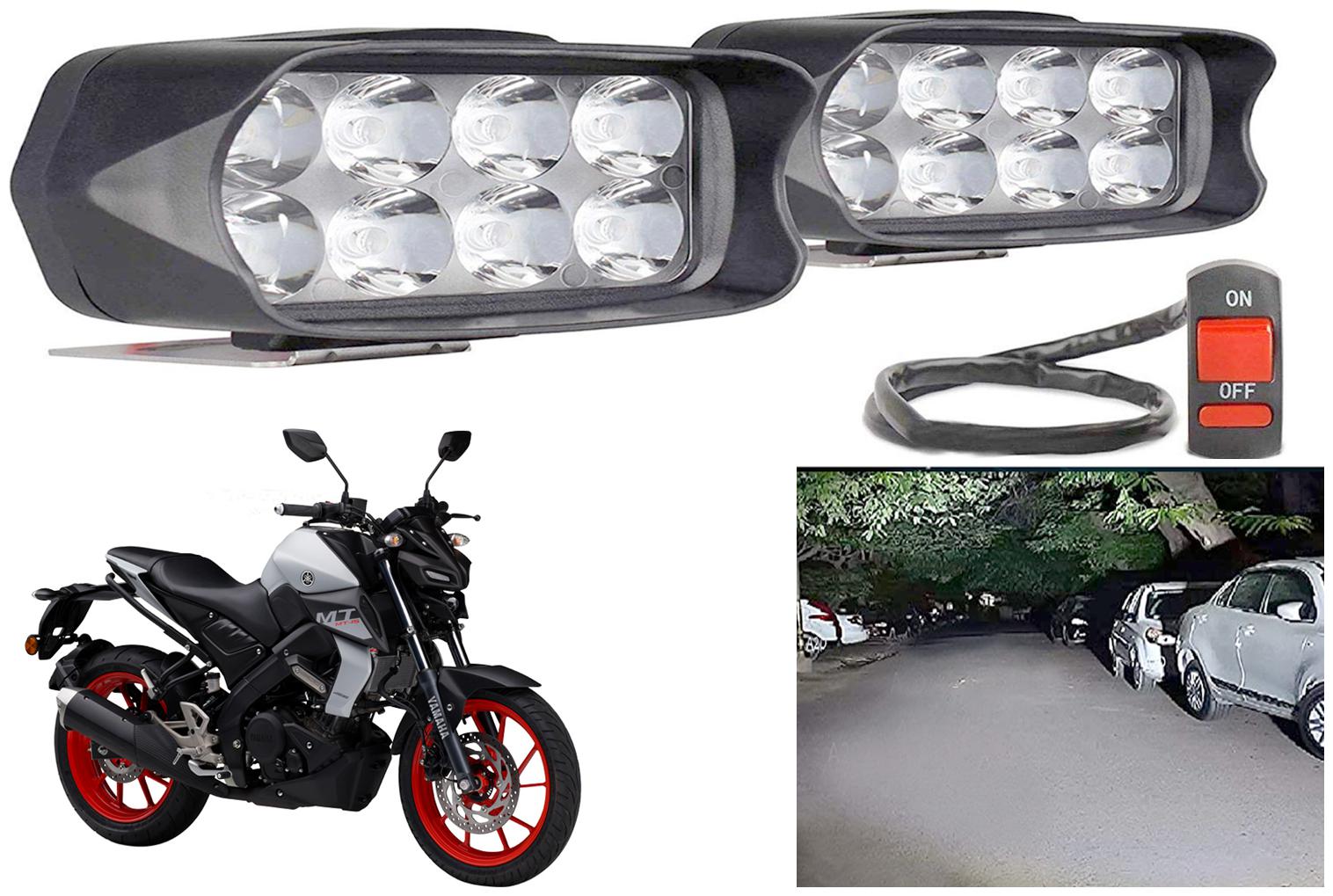 

SHOP4U Waterproof 8 LED Fog Light Head Lamp for Yamaha MT-15 BS6 (Set of 2 Free On Off Switch)