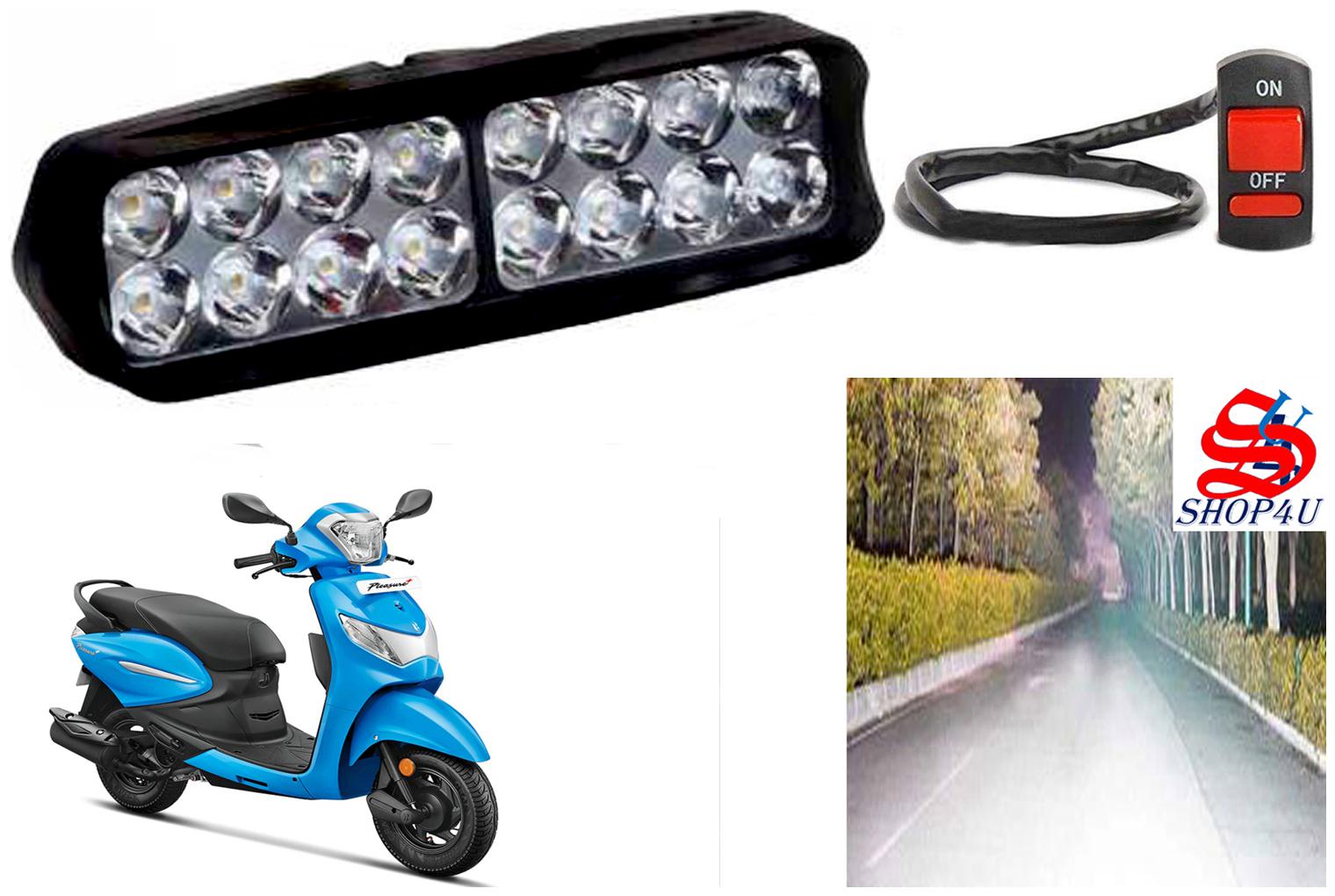 

SHOP4U Waterproof 16 LED Fog Light Head Lamp for Hero Pleasure Plus (Set of 1 Free On Off Switch)
