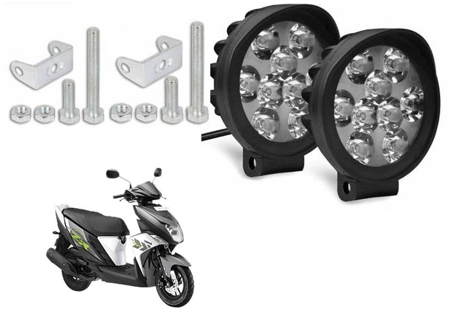 

SHOP4U Waterproof 9 Round Cap LED Fog Light Head Lamp for Yamaha Ray ZR (Set of 2 Free On Off Switch)