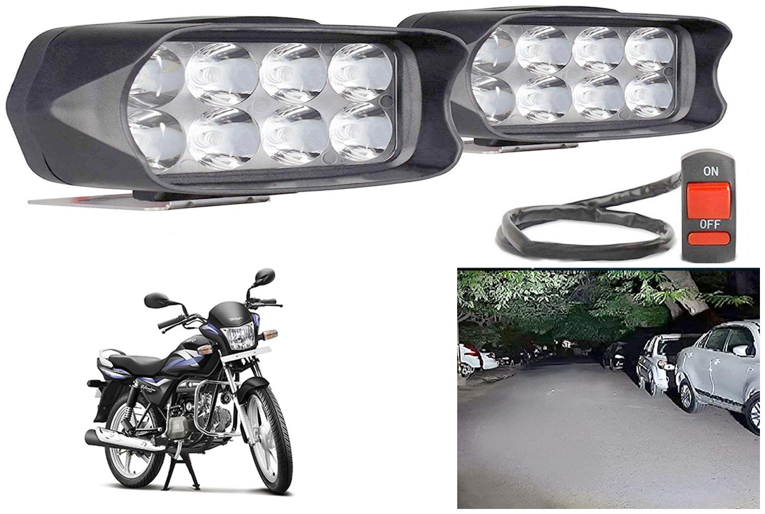 

SHOP4U Waterproof 8 LED Fog Light Head Lamp for Hero Splendor Pro (Set of 2 Free On Off Switch)