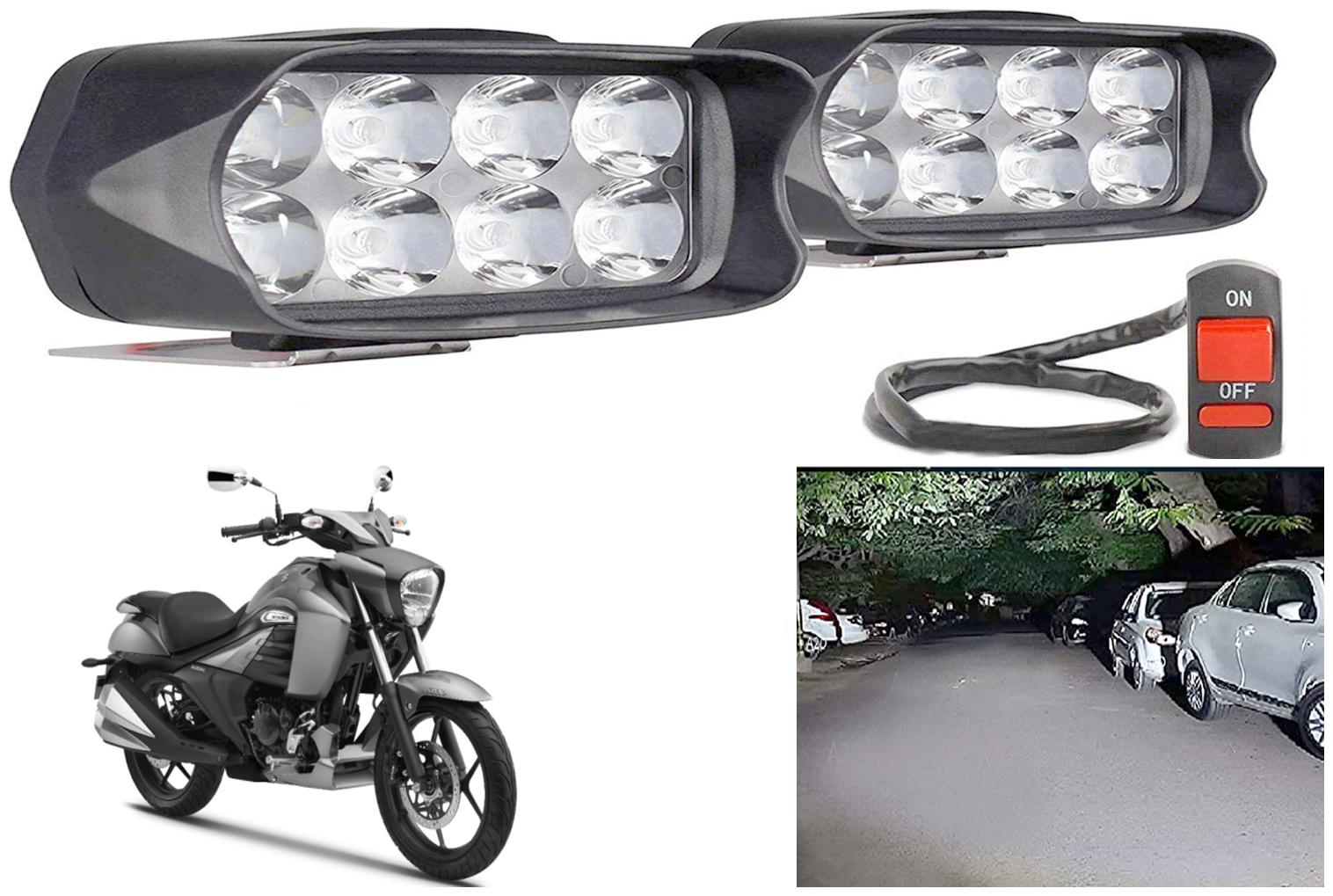

SHOP4U Waterproof 8 LED Fog Light Head Lamp for Suzuki Intruder 150 (Set of 2 Free On Off Switch)