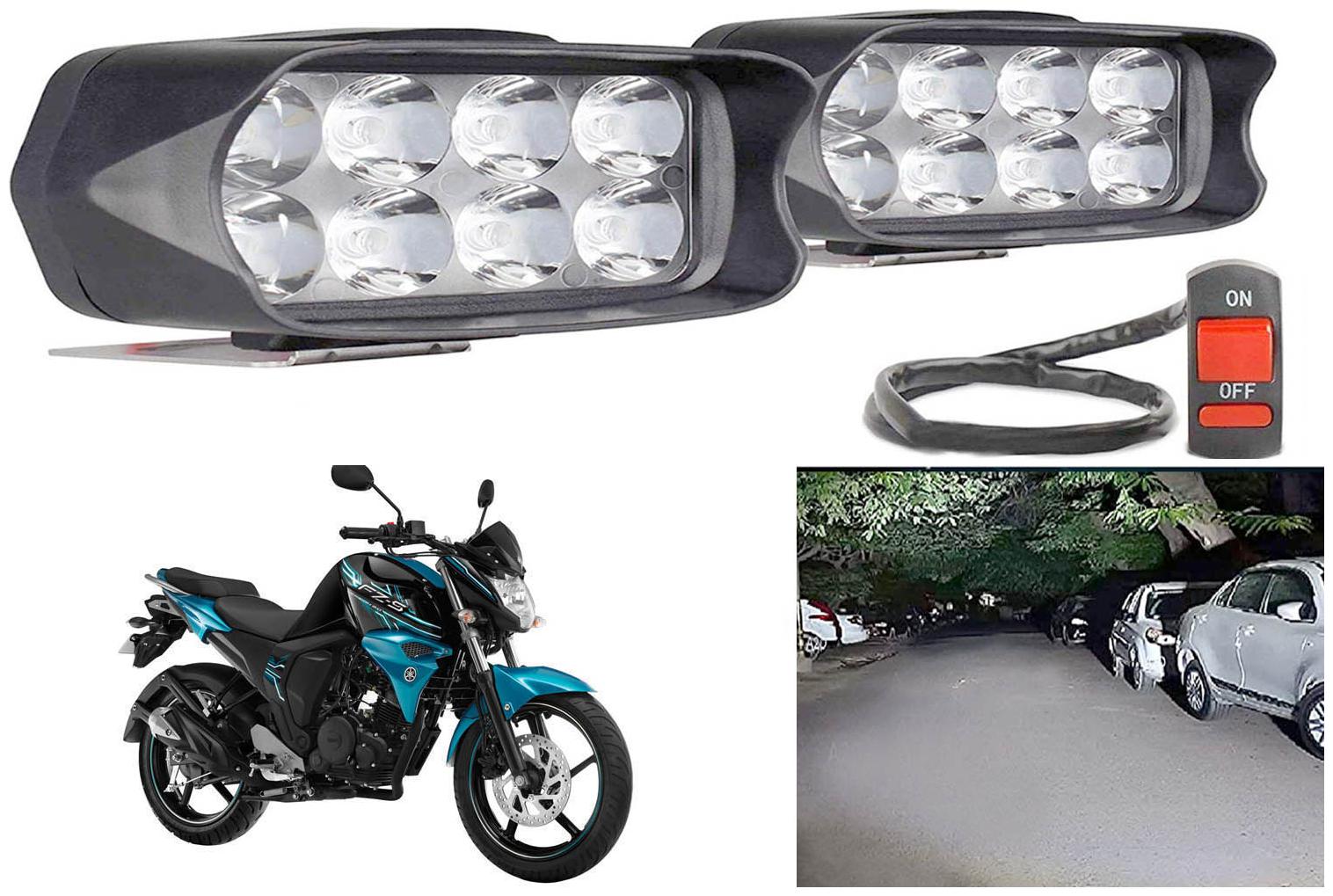 

SHOP4U Waterproof 8 LED Fog Light Head Lamp for Yamaha FZ-S-FI (Set of 2 Free On Off Switch)