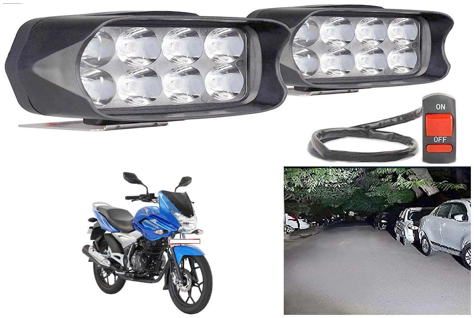 

SHOP4U Waterproof 8 LED Fog Light Head Lamp for Bajaj Discover 150F (Set of 2 Free On Off Switch)