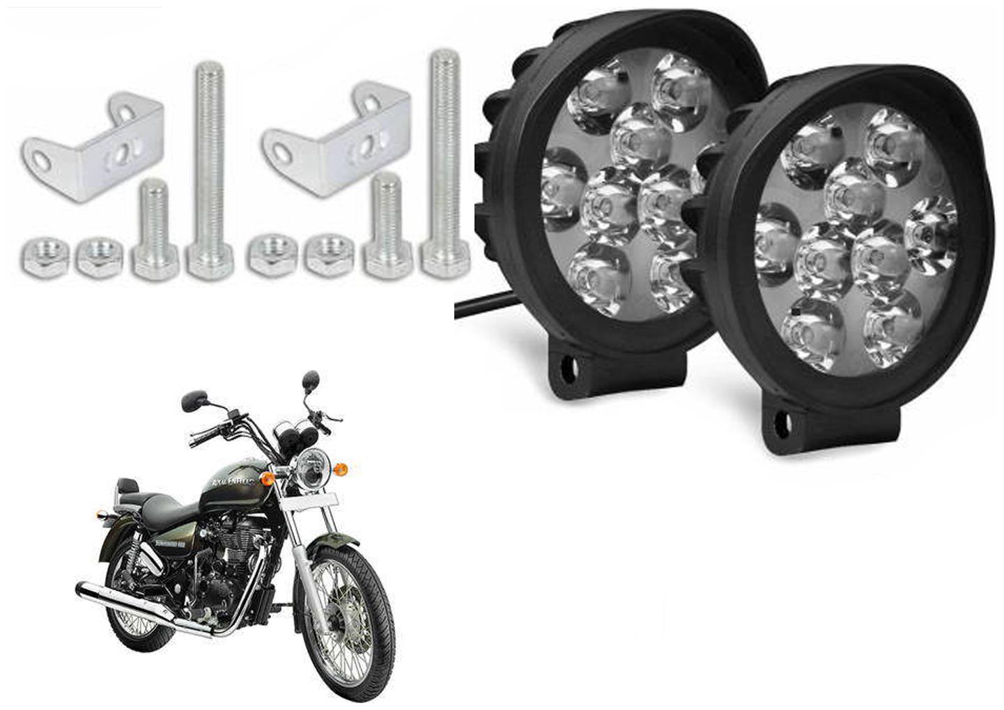 

SHOP4U Waterproof 9 Round Cap LED Fog Light Head Lamp for Royal Enfield Thunderbidr 350 (Set of 2 Free On Off Switch)