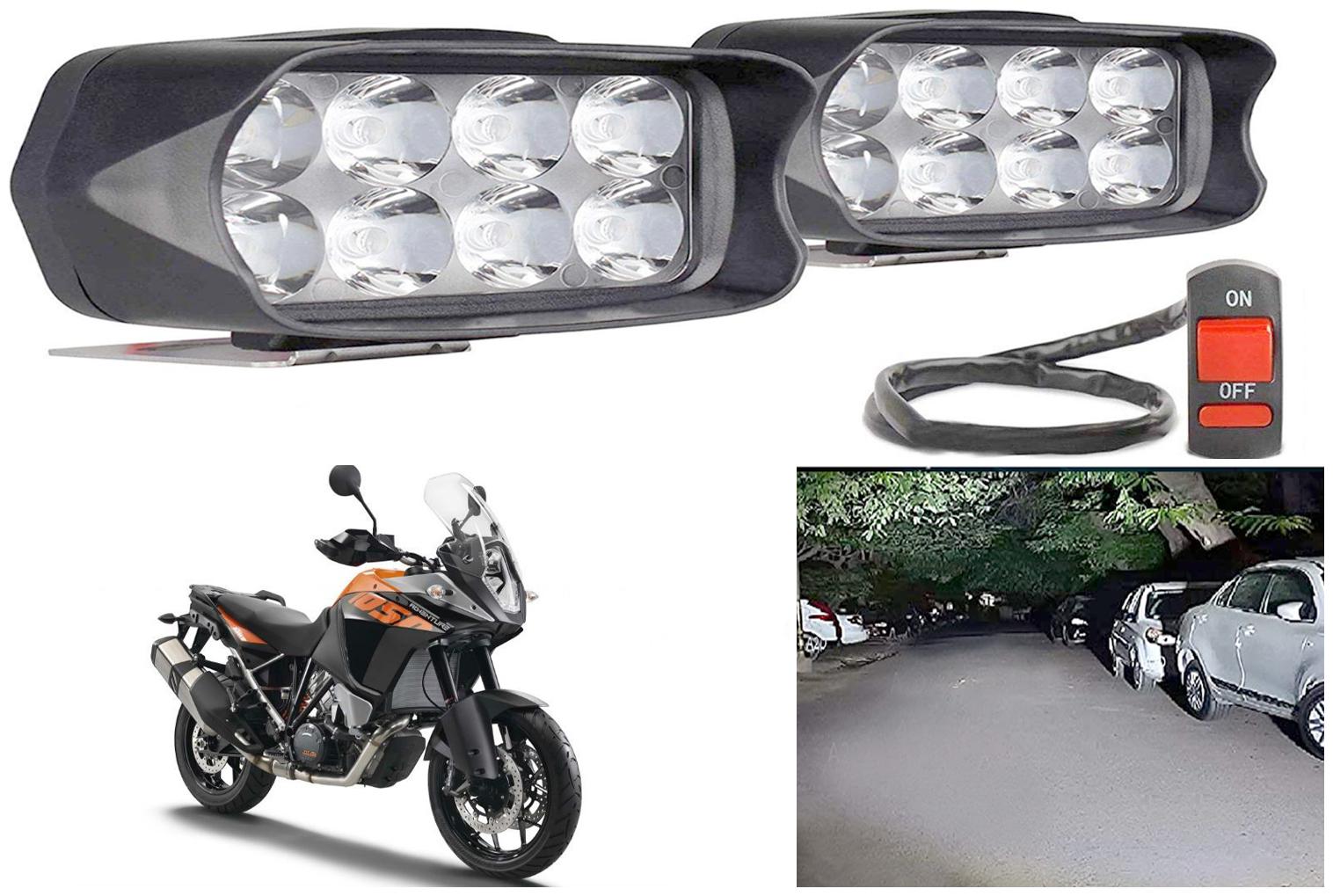 

SHOP4U Waterproof 8 LED Fog Light Head Lamp for KTM Adventure 1050 (Set of 2 Free On Off Switch)