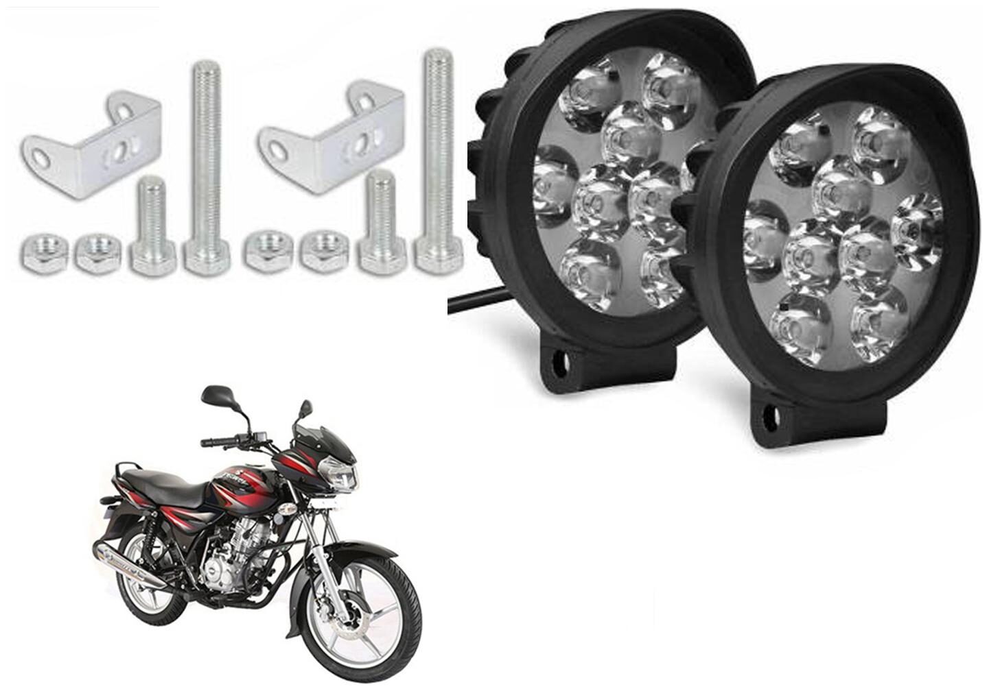 

SHOP4U Waterproof 9 Round Cap LED Fog Light Head Lamp for Bajaj Discover 125 (Set of 2 Free On Off Switch)