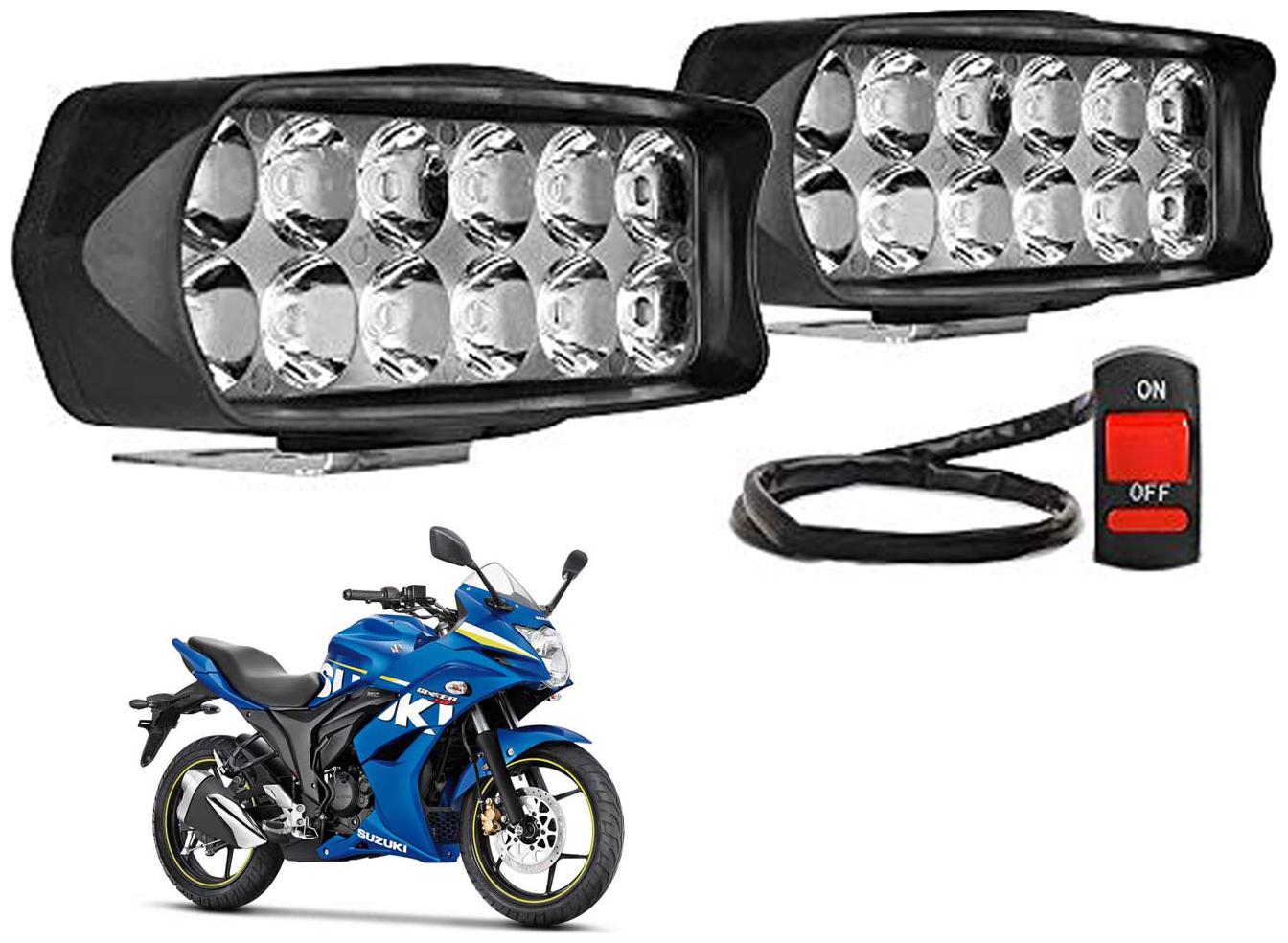 

SHOP4U Waterproof 12 LED Fog Light Head Lamp for Suzuki Gixxer 250 ( Set of 2 Free On Off Switch)