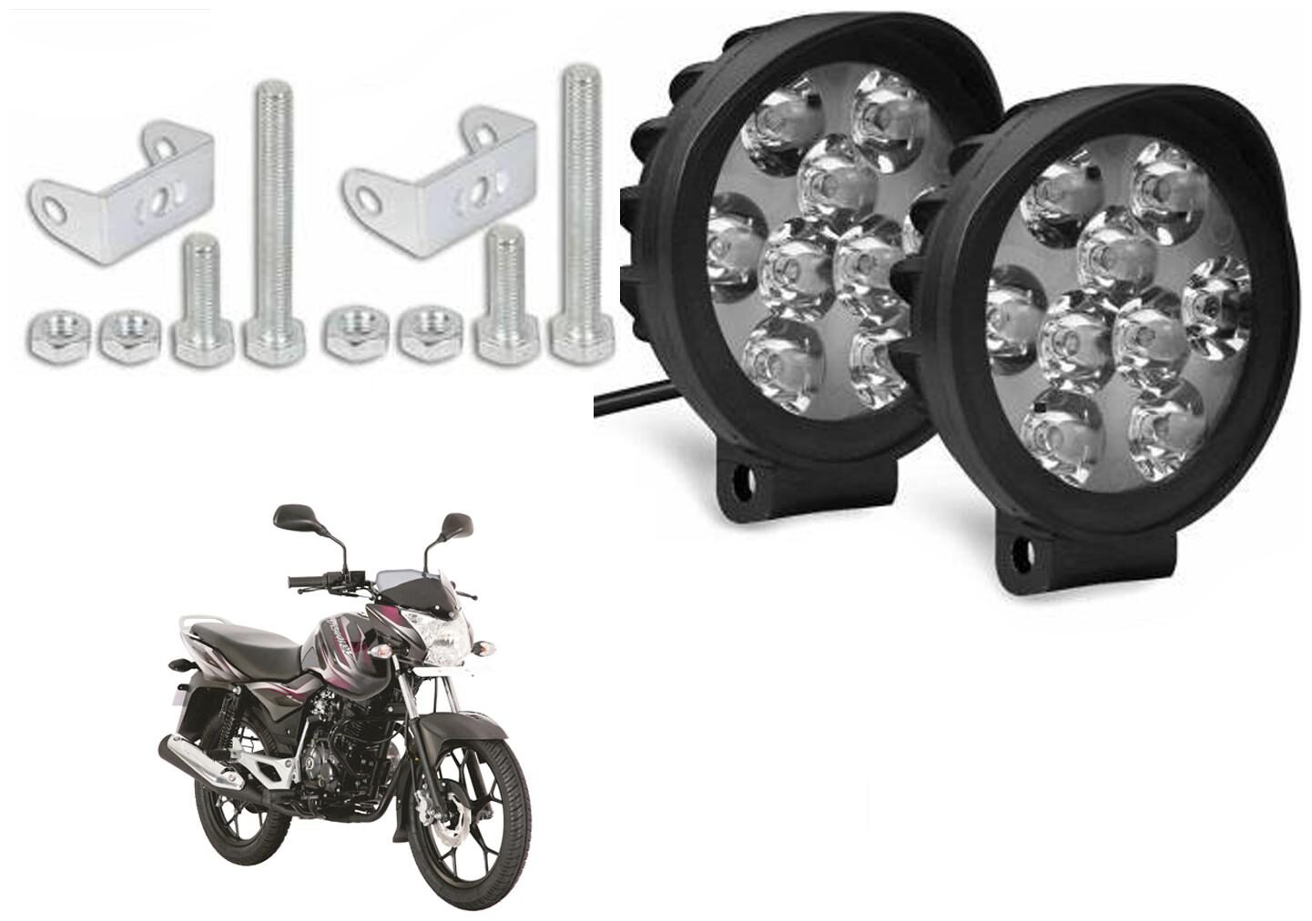 

SHOP4U Waterproof 9 Round Cap LED Fog Light Head Lamp for Bajaj Discover 125M (Set of 2 Free On Off Switch)