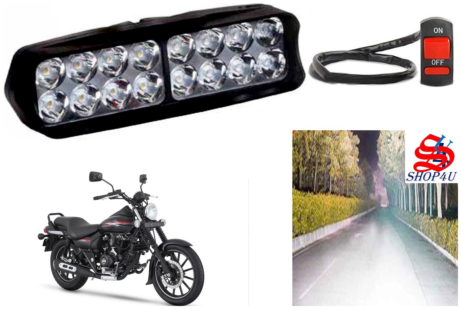 

SHOP4U Waterproof 16 LED Fog Light Head Lamp for Bajaj Avenger Street 220 (Set of 1 Free On Off Switch)