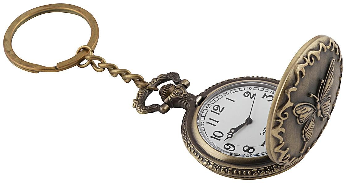 

Shubheksha Butterfly Design Pocket Watch Working Clock Metallic Key Chain