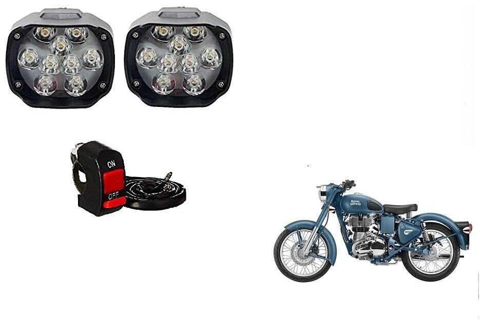 

Skynex 9 led Fog Lamp Assembly set of 2 For Royal Enfield Classic Chrome