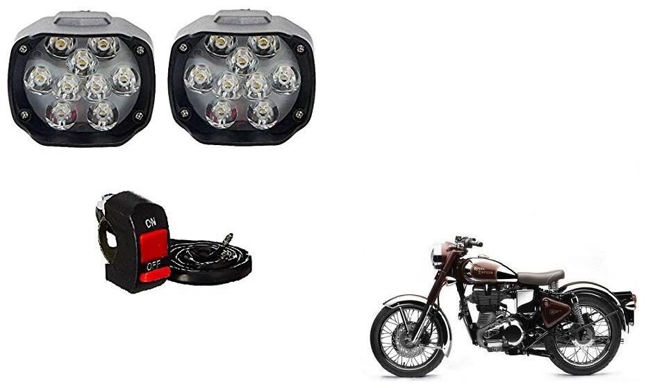 

Skynex 9 led Fog Lamp Assembly set of 2 For Royal Enfield Classic Chrome