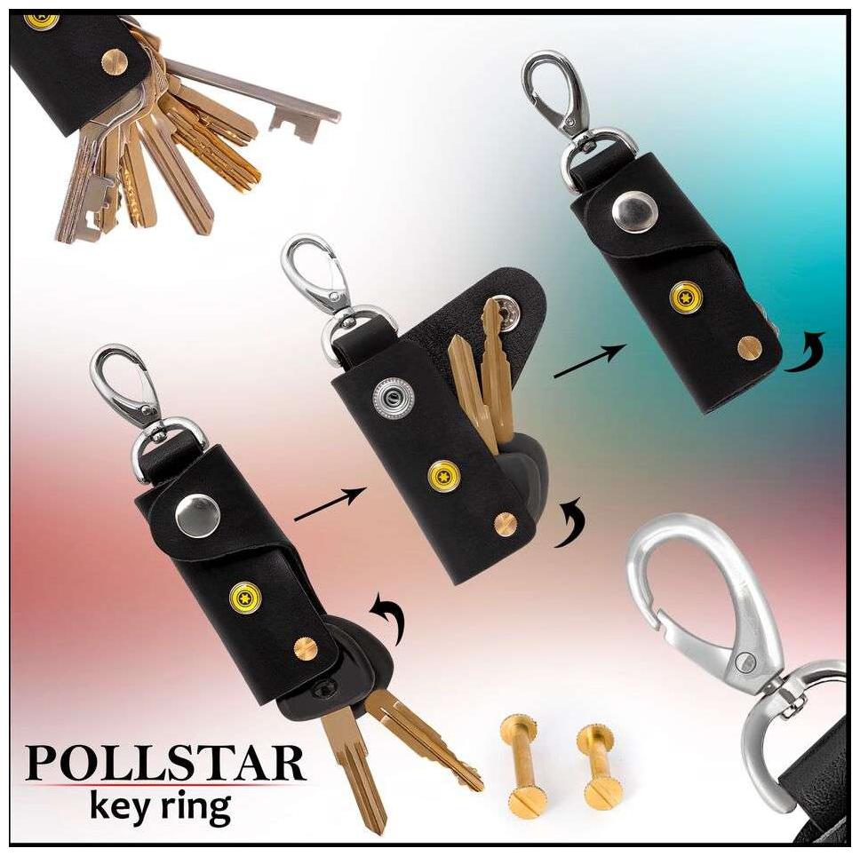 

Smart Compact Key Organizer Keychain - Leather Key Holder - Secure Locking Mechanism - Pocket Key (KR8SBN)