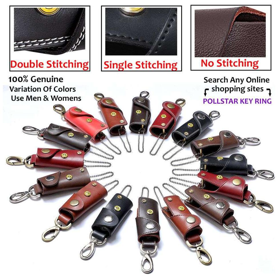 

Smart Compact Key Organizer Keychain - Leather Key Holder - Secure Locking Mechanism - Pocket Key (KR8BN)