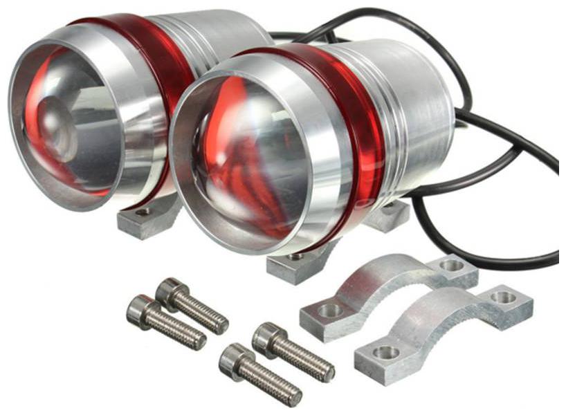 

Spidy Moto CREE U3 LED HeadLight Spot Fog Light Red Angel Eye Motorcycle Chrome Universal For Car
