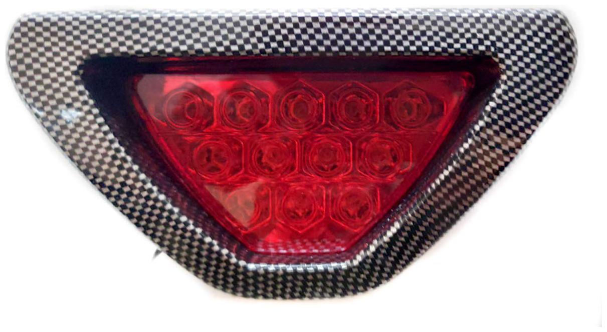 

Spidy Moto F1 Triangle Style Rear LED Third Brake Light Tail Light With Carbon Finishing LED Lamp Flash Fitting Red Color Universal For Car