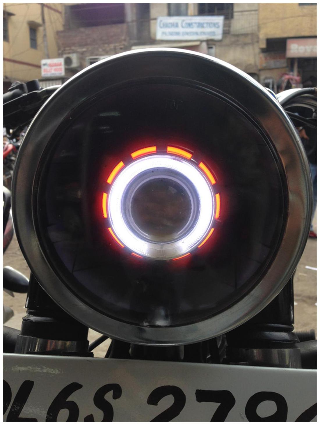 

Spidy Moto H4 Bullet Projector Daymaker LED Light Headlight Royal Enfield Electra EFI39
