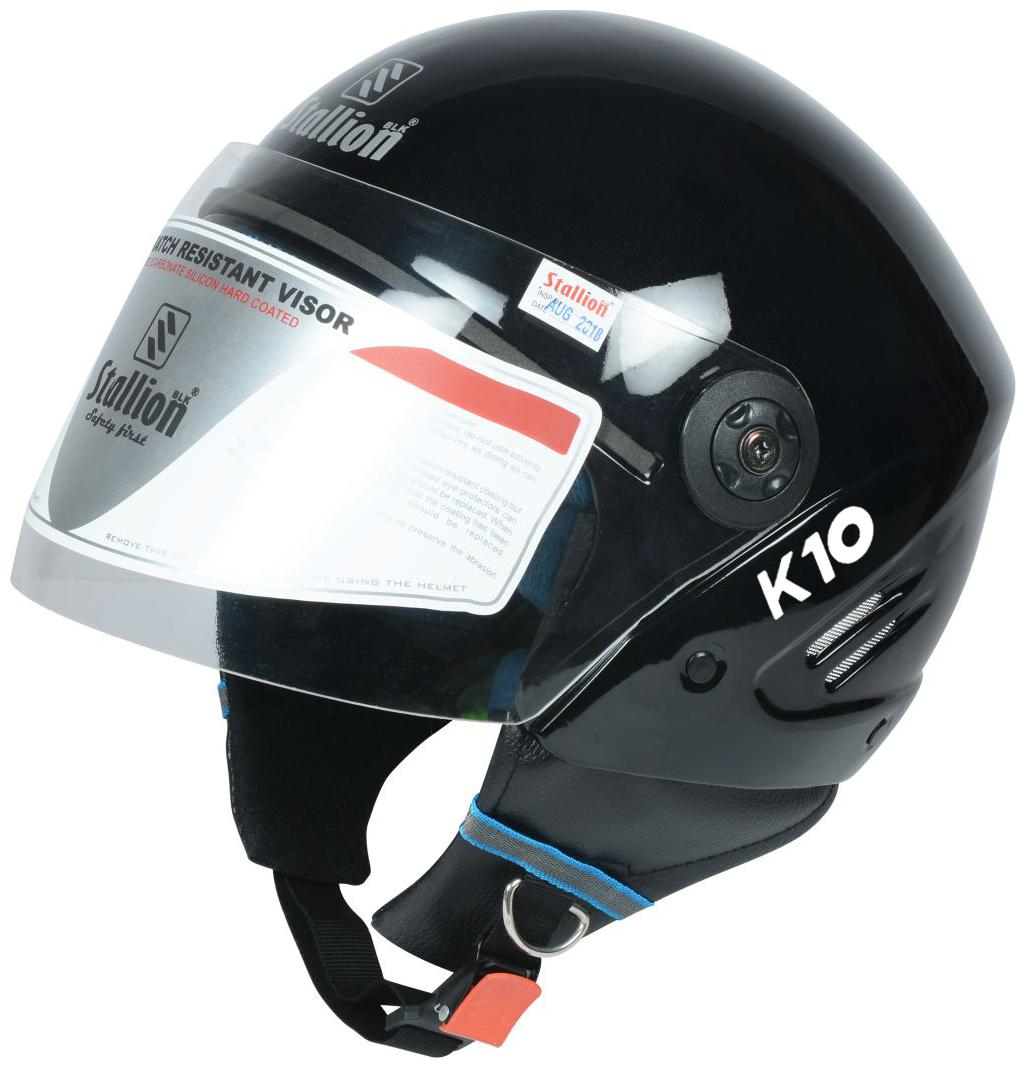 

Stallion BLK K10 Open Face Black Motorbike Helmet