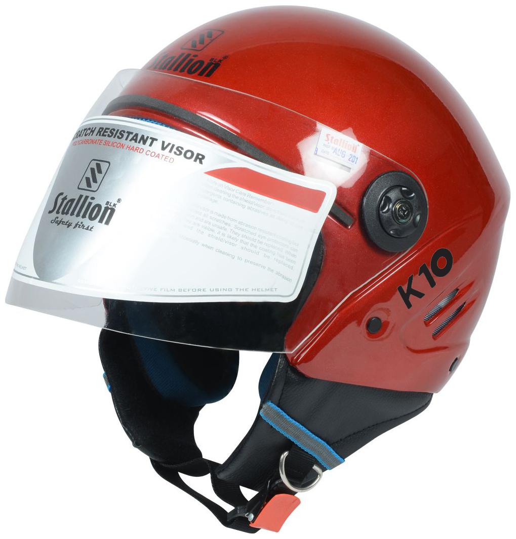 

Stallion Blk K10 Open Face Red Motorbike Helmet