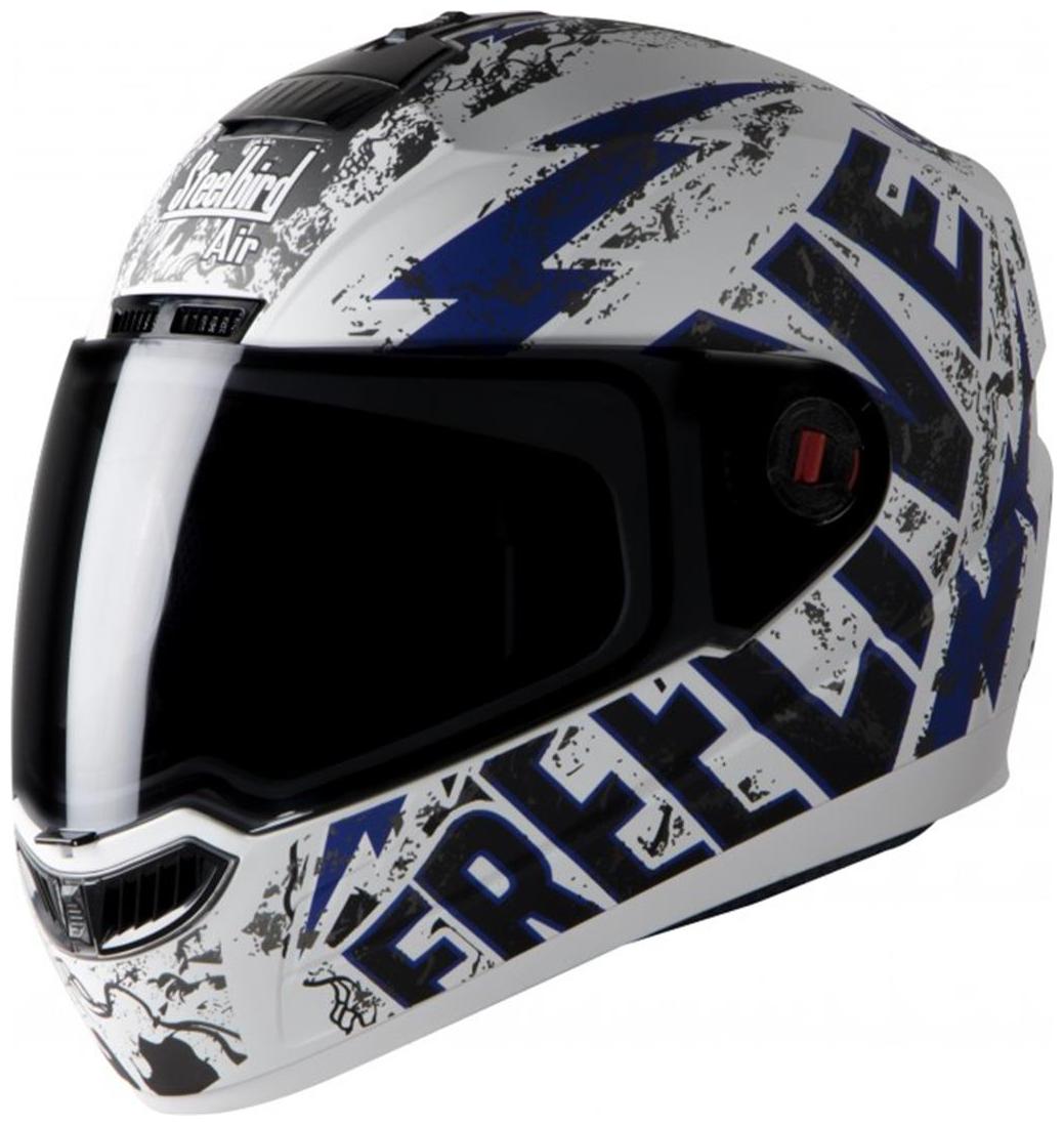 

Steelbird Air SBA 1 Free Live Full Face Helmet (Mat White with Blue L Plain Visor)