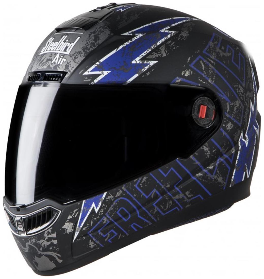 

Steelbird Air SBA 1 Free Live Full Face Helmet (Mat Black with Blue L Smoke Visor)
