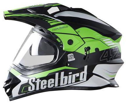 

Steelbird SB-42 Airborne Motorbike Helmet (Black Green)