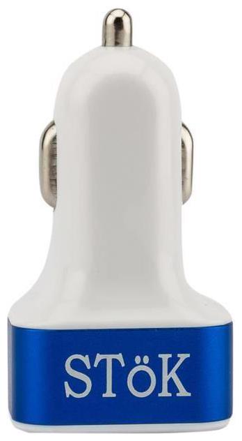 

SToK 5 1 Amp Output 3 USB Port Compatible Certified Car Charger For Apple iPhone HTC Nokia OnePlus Xiaomi All Other Smartphones And Tablets - Smallest Car Charger- Blue White