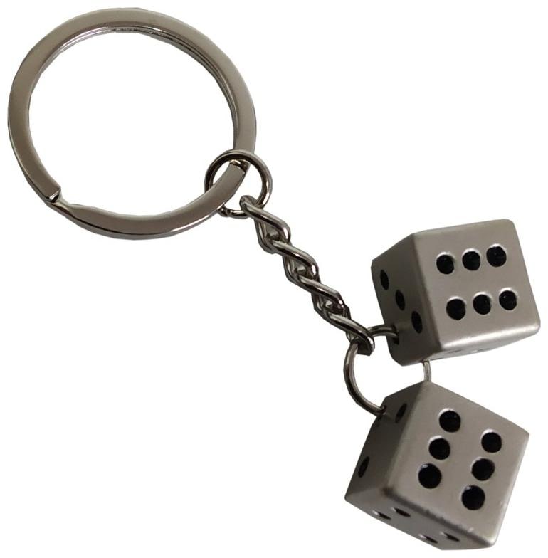 

Stylewell Premium Synthetic Metal Base Unisex Two Dice Metallic Toy Key Ring Keychain For Bikes Scooty And Cars (Silver)