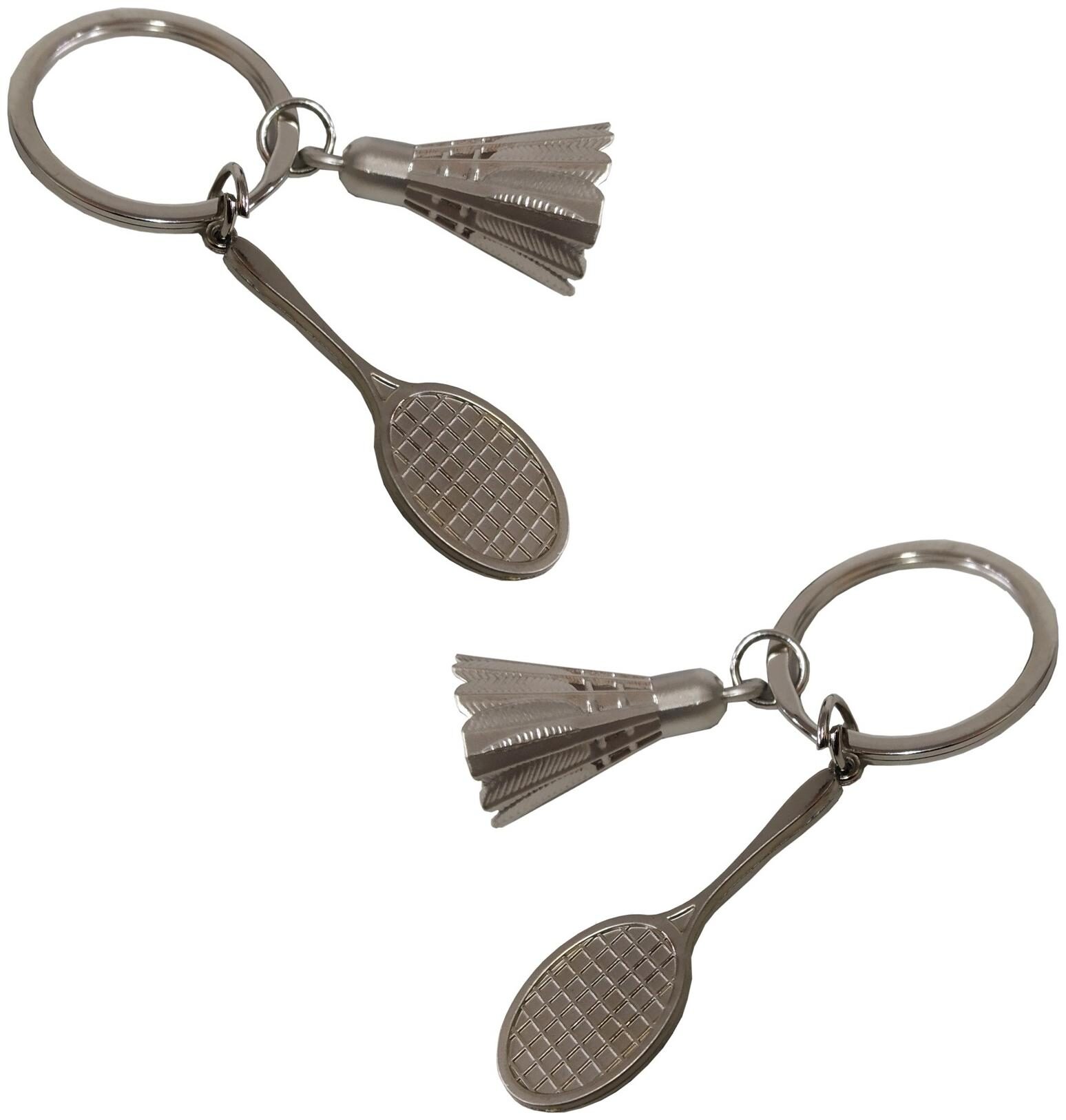 

Stylewell (Set Of 2) Premium Synthetic Metal Base Badminton Racket With Shuttlecock Metallic Toy Key Ring Keychain For Bikes Scooty And Cars (Silver)