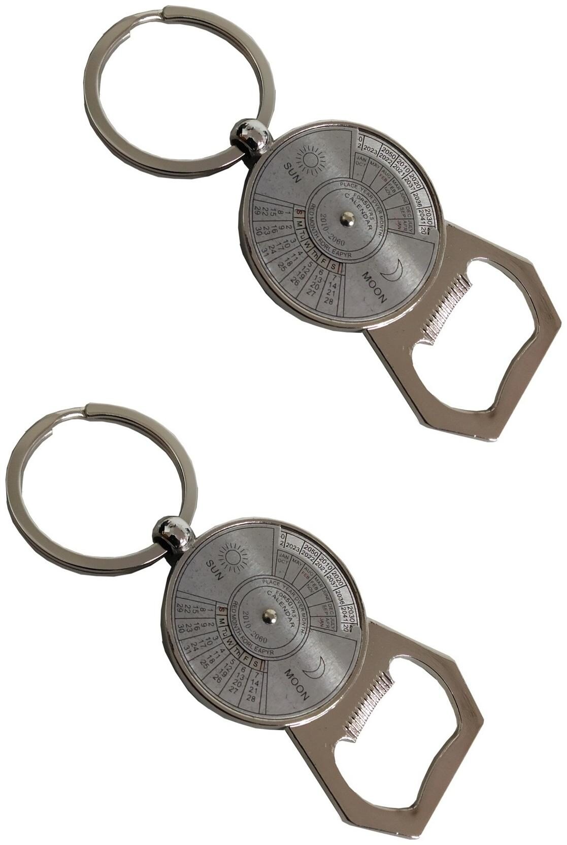 

Stylewell (Set Of 2) Premium Synthetic Metal Base Unisex 50 Years Calendar With Bottle Opener Metallic Toy Key Ring Keychain For Bikes Scooty And Cars (Silver)