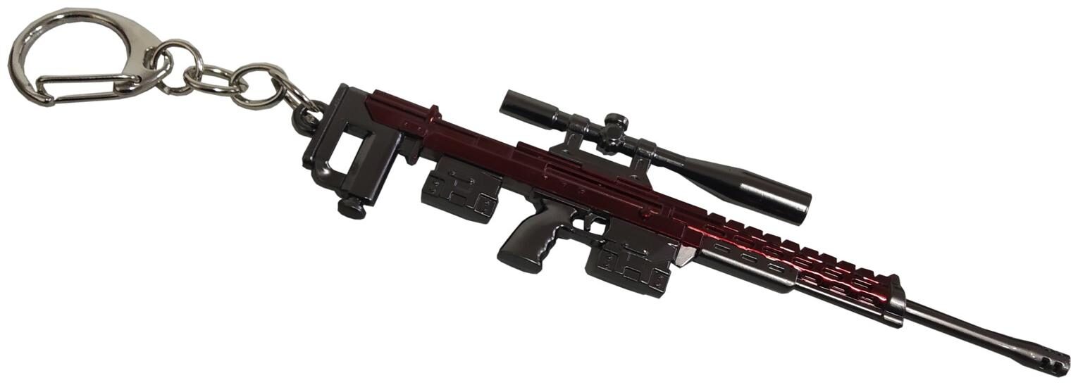 

Stylewell PUBG Players Unknown Battle Grounds Premium Quality Metal Base Synthetic PUBG Theme Gun Toy Assault Rifle AWM Metallic Toy Key Ring Keychain For Bikes Scooty And Cars (Maroon Silver)