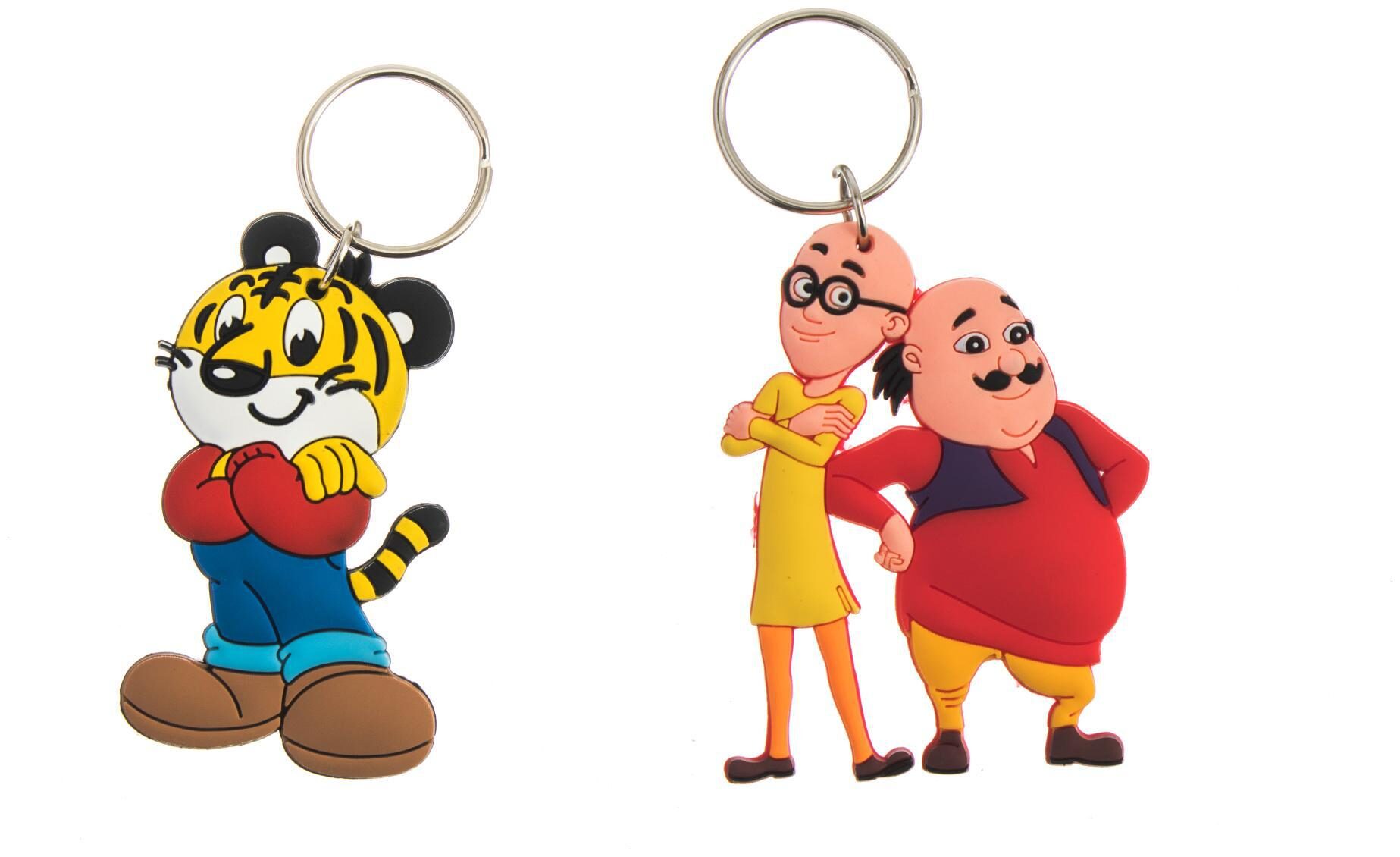 

Techpro Doublesided Rubber Tiger Cartoon Motu Patlu Design Keychain Combo Pack