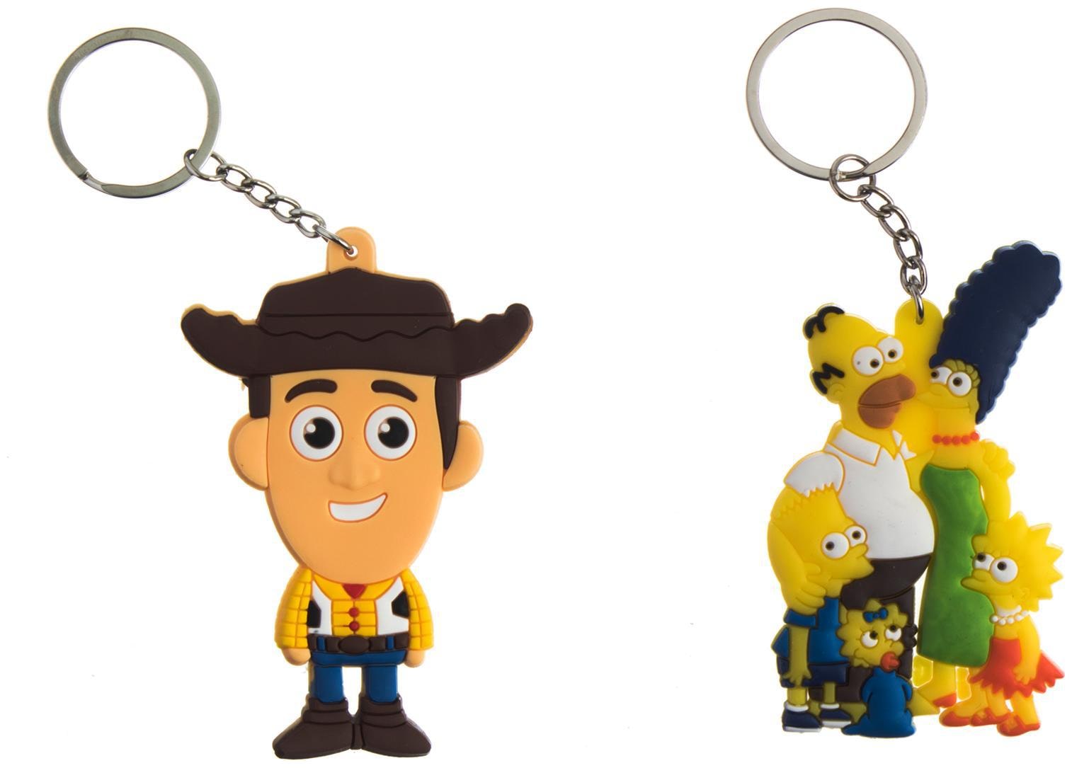 

Techpro Rubber Doublesided Toystory Sheriff Woody Simpsons Family Design Keychain Combo Pack