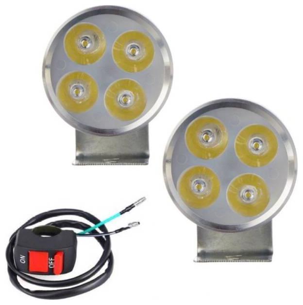 

THE ONE CUSTOM 4 Led Circle Motorcycle Light Bike Fog Lamp Light Set of 2 with On-Off switch FOR BAJAJ PLATINA 100 DTS -i