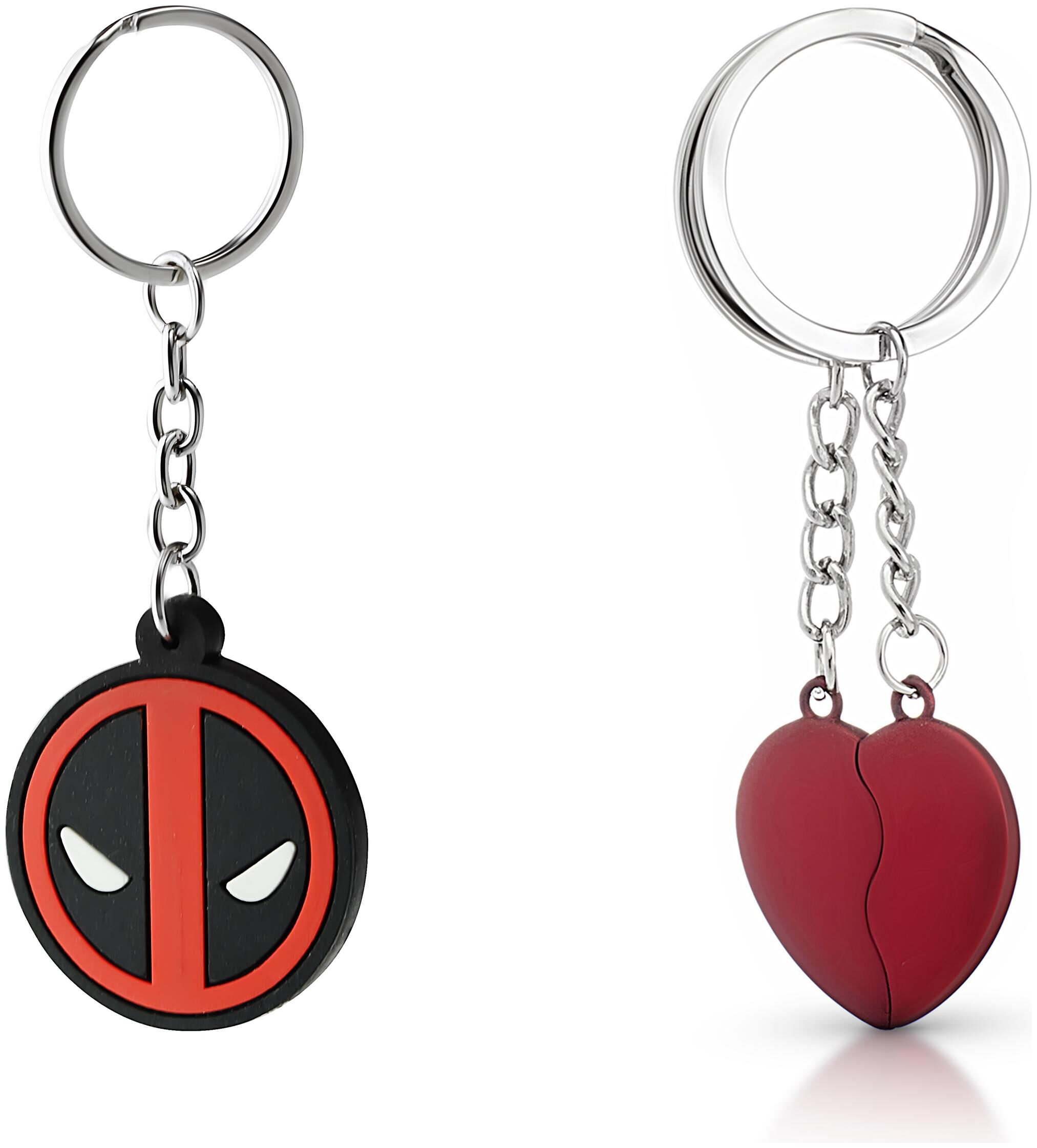 

Three Shades Magnet Red Heart Keychain Deadpool Face Logo Keychain